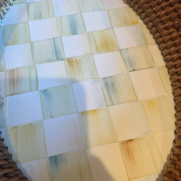 Mackenzie-Childs Woven Basket with Checkered Ceramic Base - Picture 5 of 8